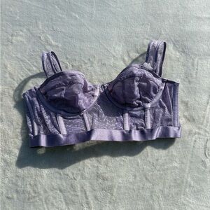 2/$30 Forever 21 Lavender Floral Lace Bustier Corset Top - Size Medium